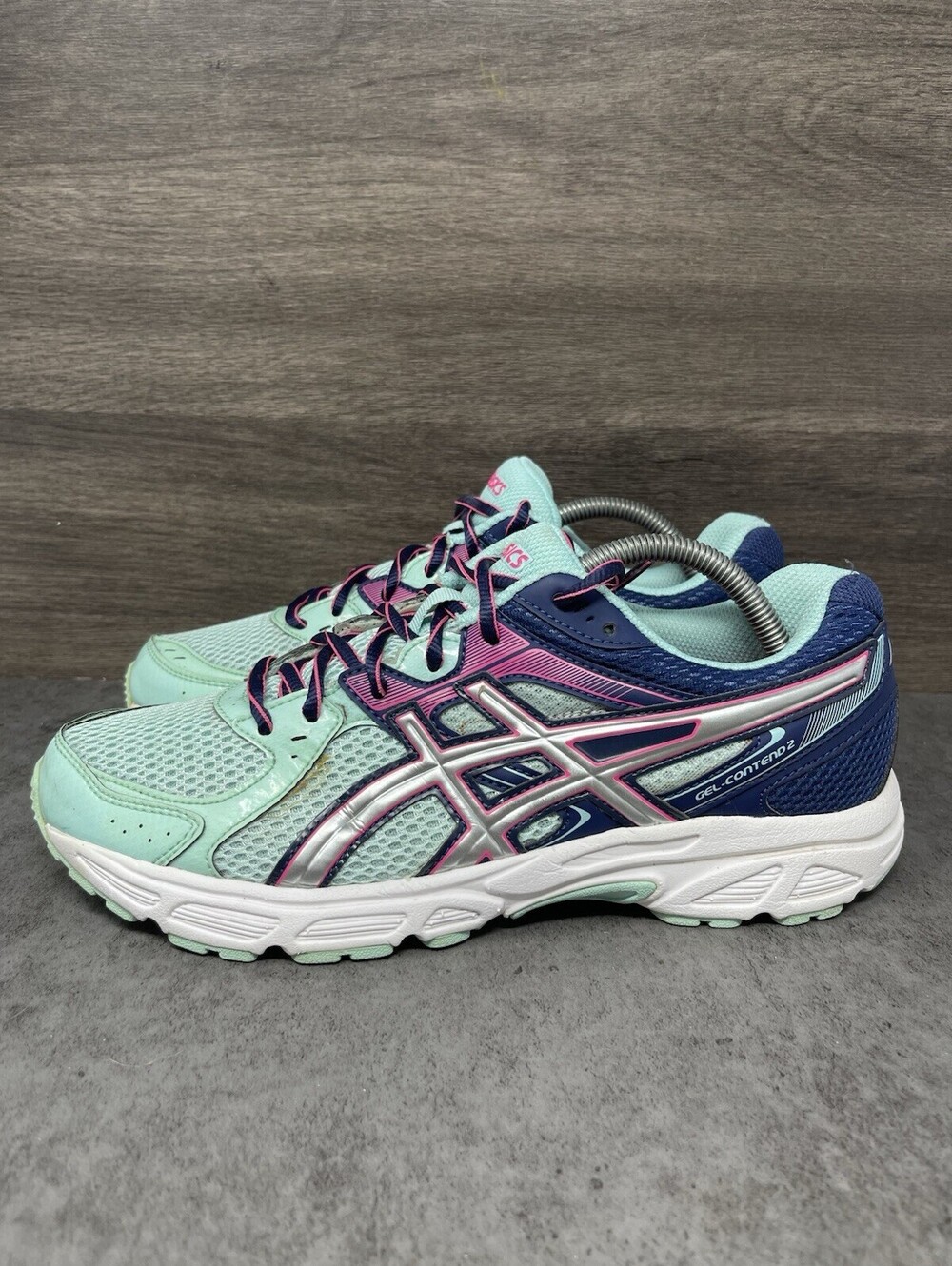 ASICS GEL Contend 2 Aqua Blue Pink Size 10 Womens Running Shoes T474N